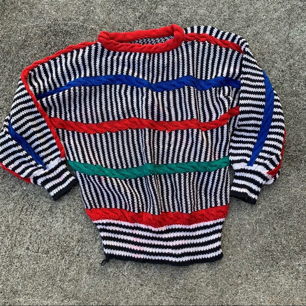 DONATED Vintage Striped Primary Colors Sweater - Picture 2 of 12